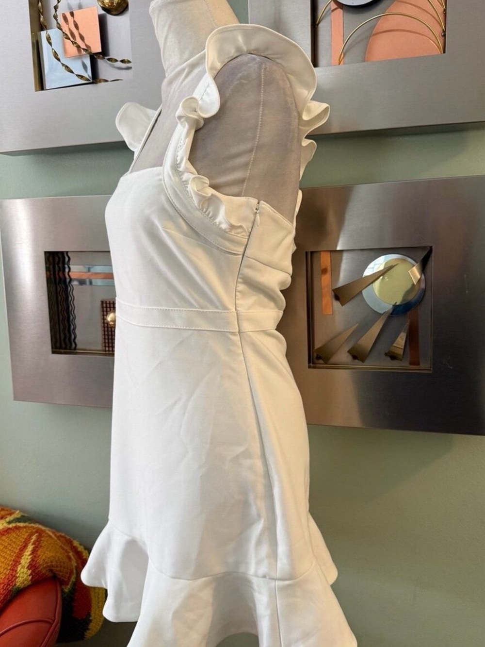 Likely White Ruffle-Shoulder Mini Dress - Picture 7 of 8